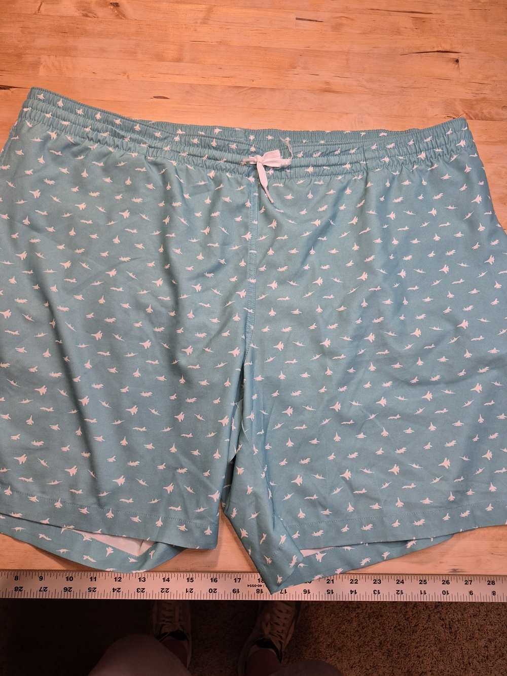 chubbies Mint Swim Trunks with White Airplane Print